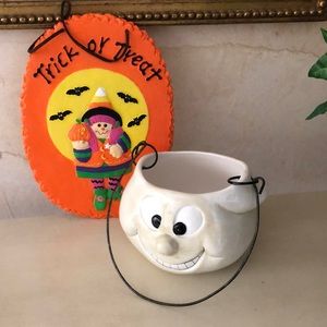 NWT Halloween Door-decor & candy bowl
